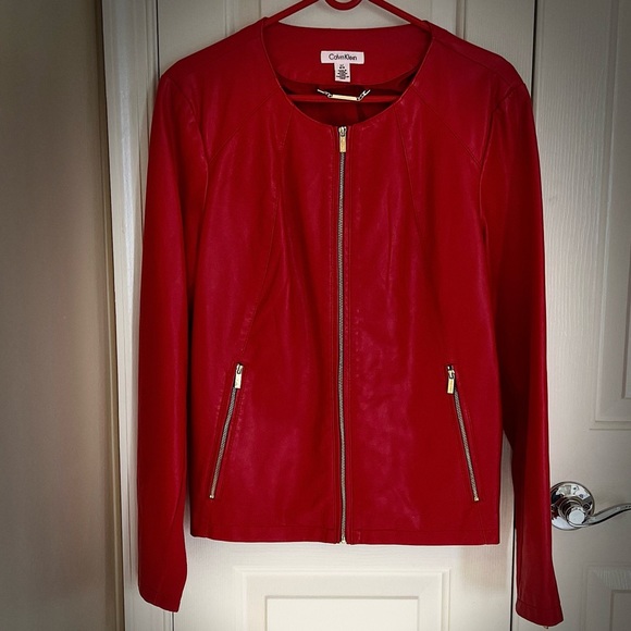 Calvin Klein Faux Leather Jacket In 